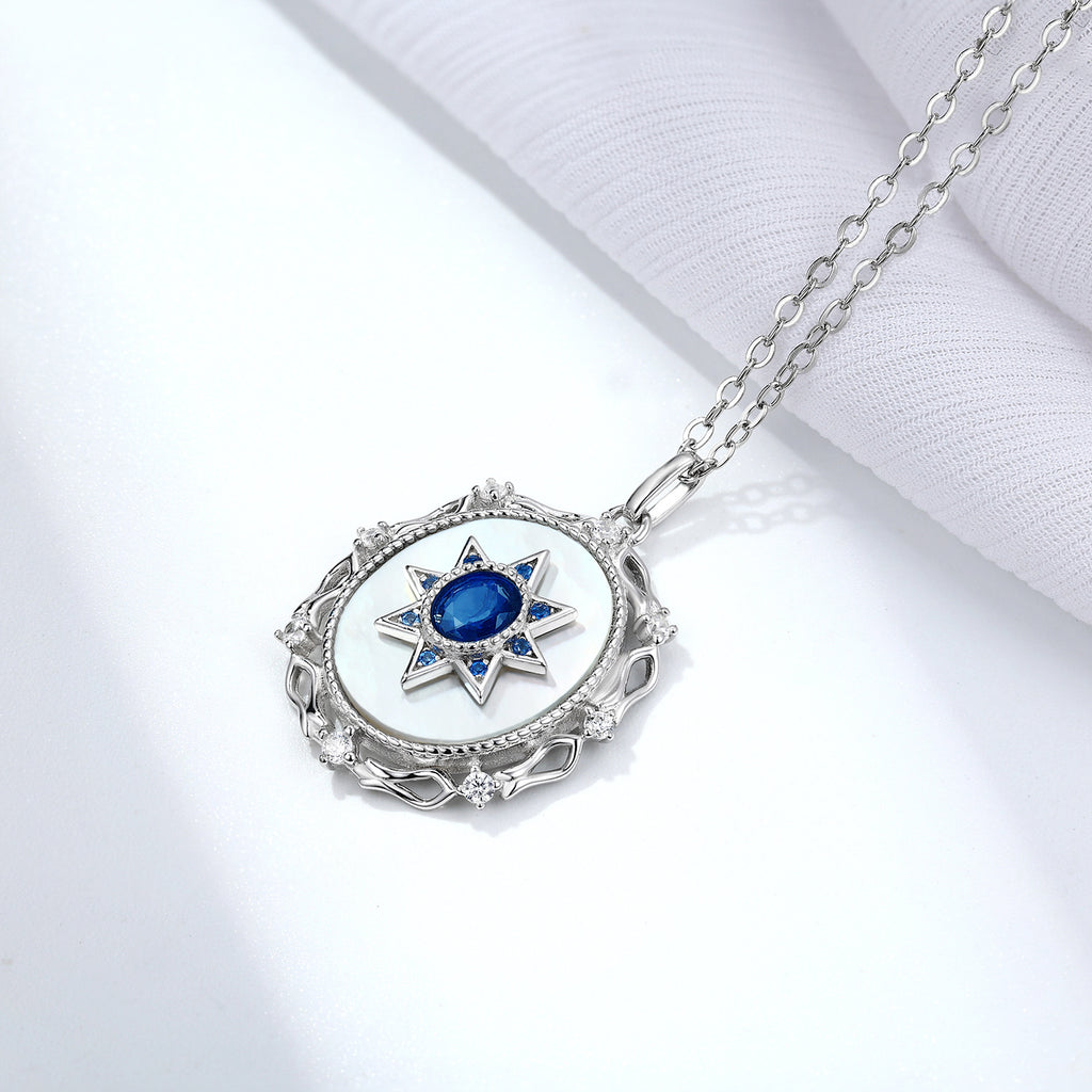 925 Silber Mädchen Natürlicher Saphir Halskette Vielseitig