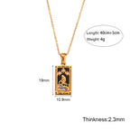Mode Tarot Halskette mit Strasssteinen, Diamantbesetzter Anhänger, Rechteckige Tropfenhalskette aus Edelstahl, Schmuck