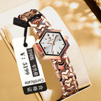 Damen Achteckige Quartz Uhr - Wasserdicht, Schlicht & Elegant