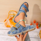 Women's Thick-soled Beach Straw Sandals Plus Size