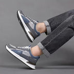 Herren Colorblock Mesh-Schuhe Modisch Lässig Schnür-Sneaker Outdoor Atmungsaktiv Lauf-Sportschuhe