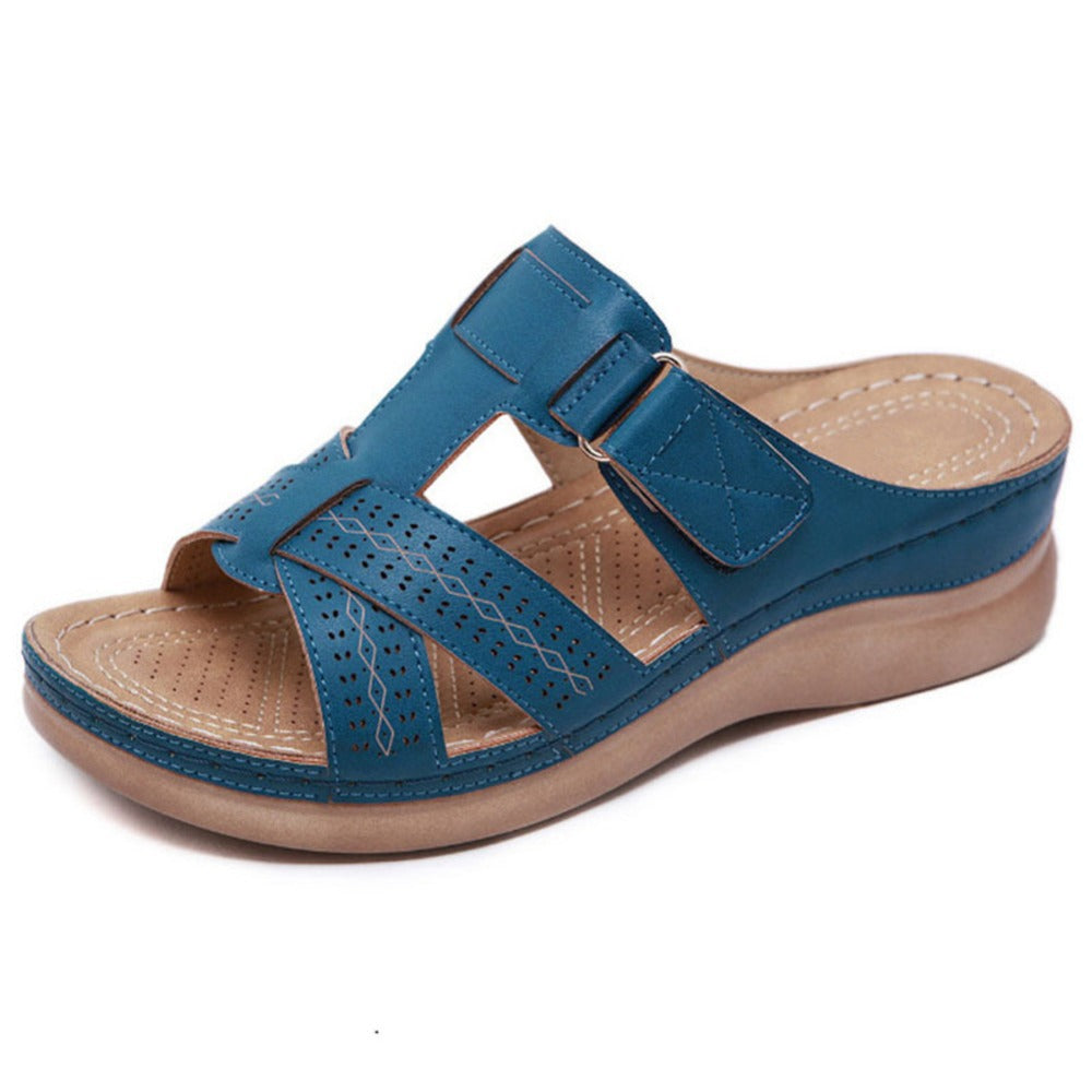 Vintage Keilabsatz Plateau Slip-On Damensandalen