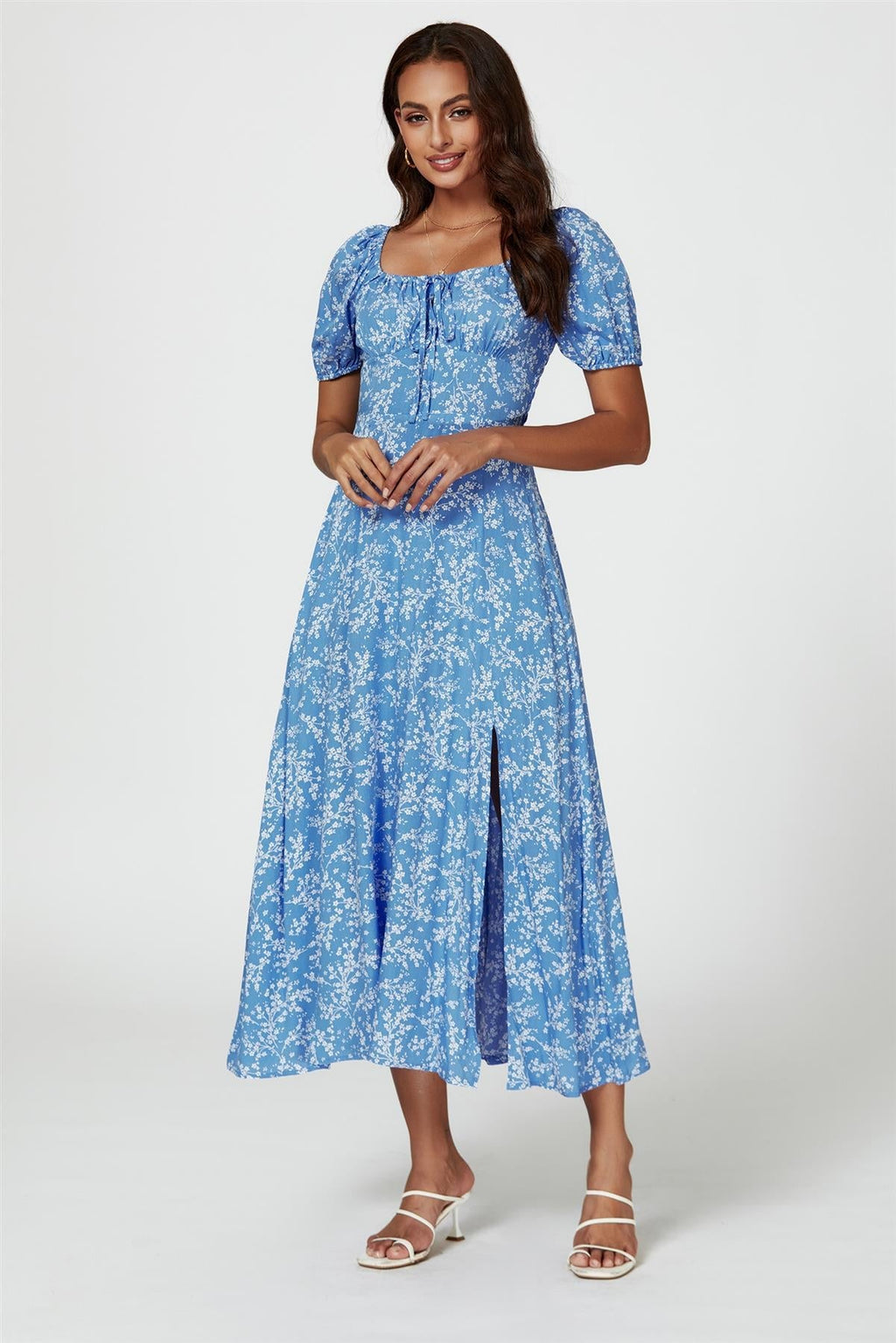 Blumenprint Maxikleid in Blau