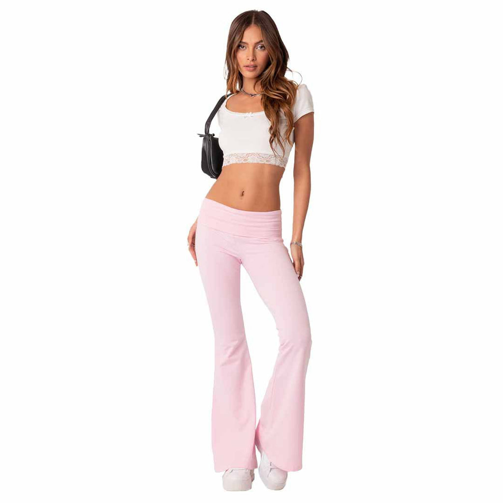 Mode féminine pantalon évasé taille basse