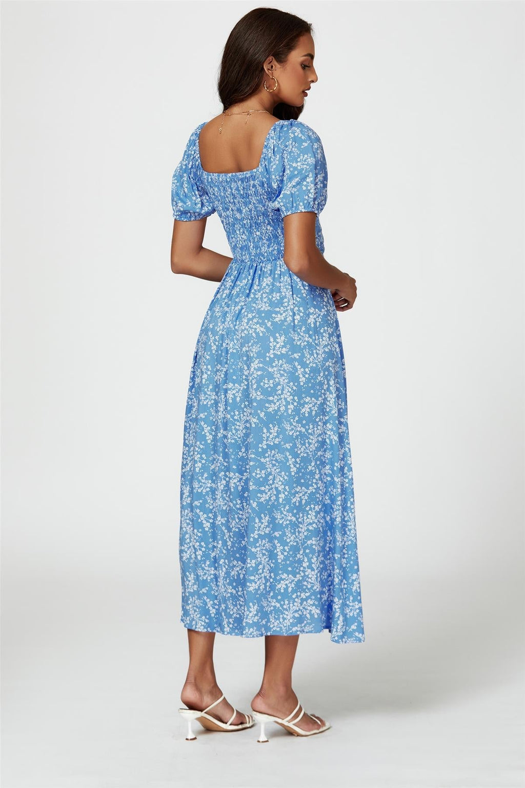Blumenprint Maxikleid in Blau