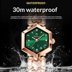 Damen Achteckige Quartz Uhr - Wasserdicht, Schlicht & Elegant
