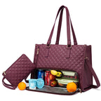 Modische Lunchtasche für Damen, wärmeisolierte Brotdose, auslaufsichere Umhängetasche für Laptop-Aufbewahrung, gesteppte Handtasche mit großer Kapazität und Geldbörse