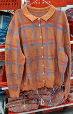 Damen lässiger Pullover im Retro-Kontrastkaromuster