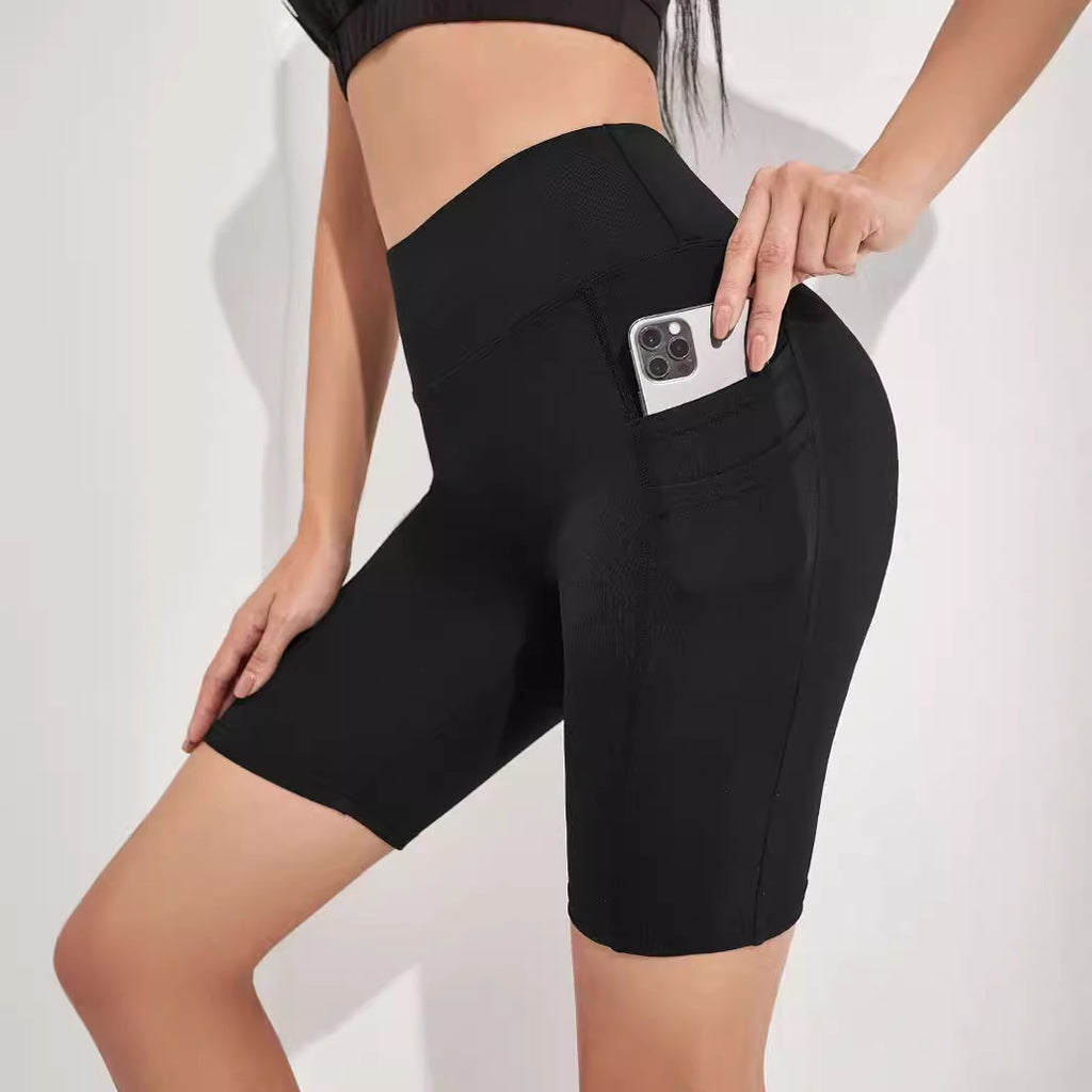 Damen Übergrößen Yoga Sport Leggings mit seitlicher Handytasche