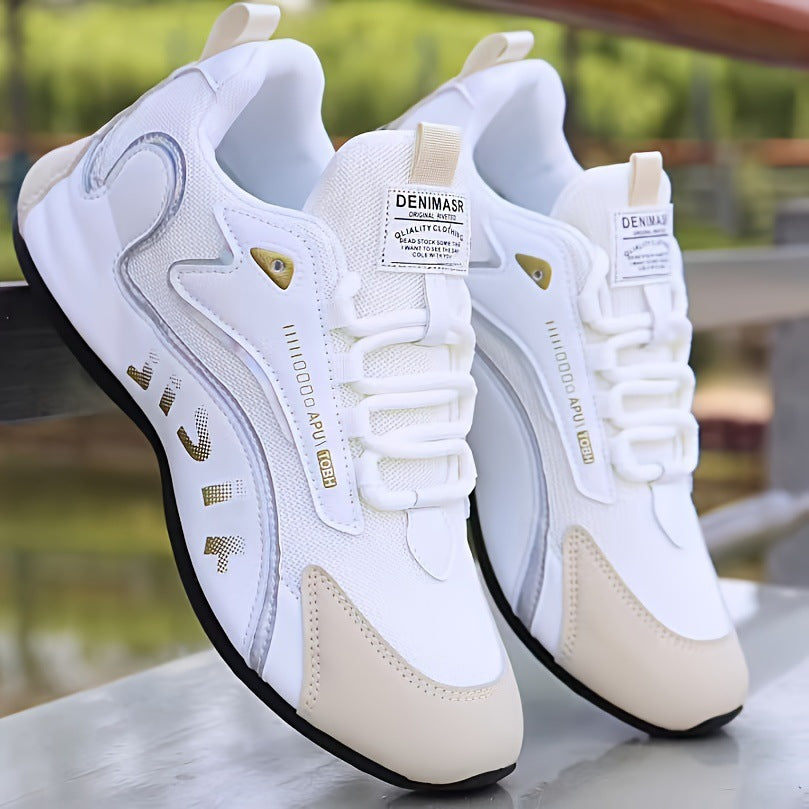 Modische Colorblock-Schnürsneaker für Herren, atmungsaktive Low-Top-Dad-Schuhe, Laufschuhe