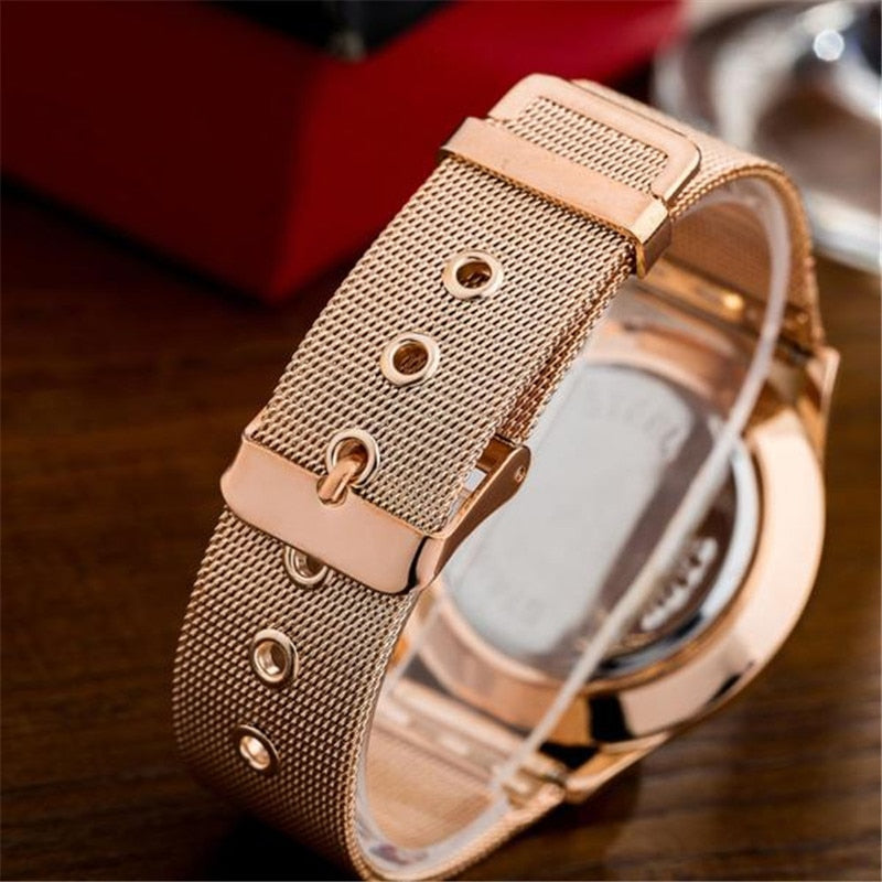 Fashion Legierung Gürtel Mesh Uhr Unisex Damenuhren Minimalistischer Stil Quarzuhr Relogio Feminino Saat Damenuhren