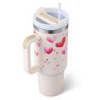 40 oz Becher mit Griff und Strohhalm, isoliert, auslaufsicher, Vakuum-Kaffeetasse aus Edelstahl mit Deckel, konischer Becher, Geschenke für Valentinsliebhaber, geeignet für Auto, Fitnessstudio, Büro, Reisen