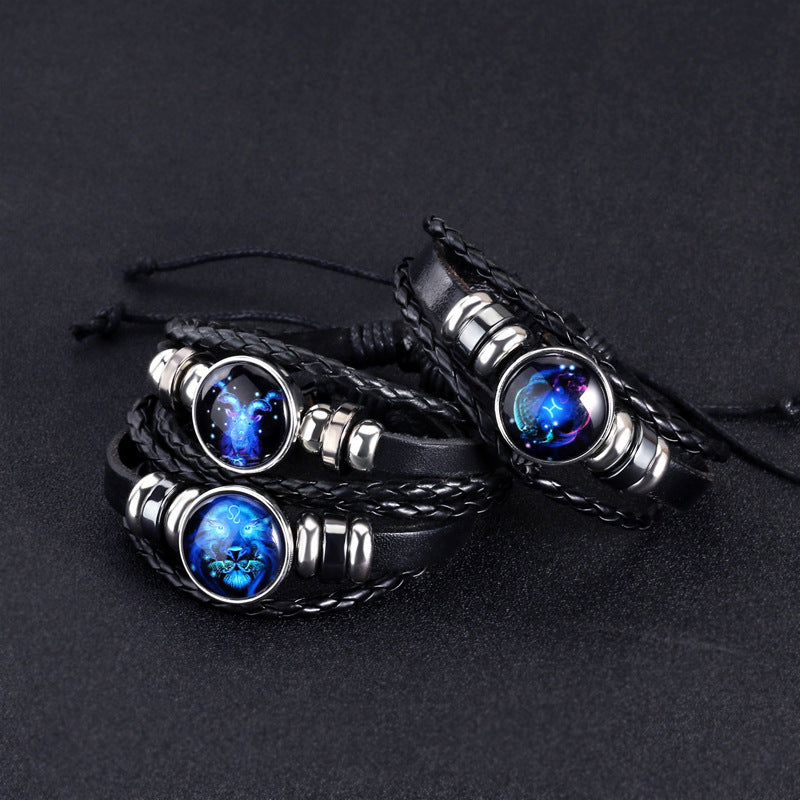12 Sternzeichen Armband Leuchtendes geflochtenes Design Armband für Männer Frauen Kinder