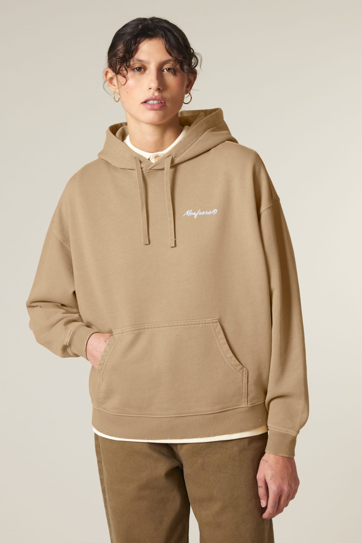 White Label Stick Oversize Garment-Dyed-Hoodie