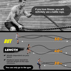 Ropeless Battle Rope Home GymEquipment With Integrated Non-Slip Handles Rubber-Coated Springs For Unisex Indoor Outdoor Training HIlTWorkouts Low-Impact Cardio Training