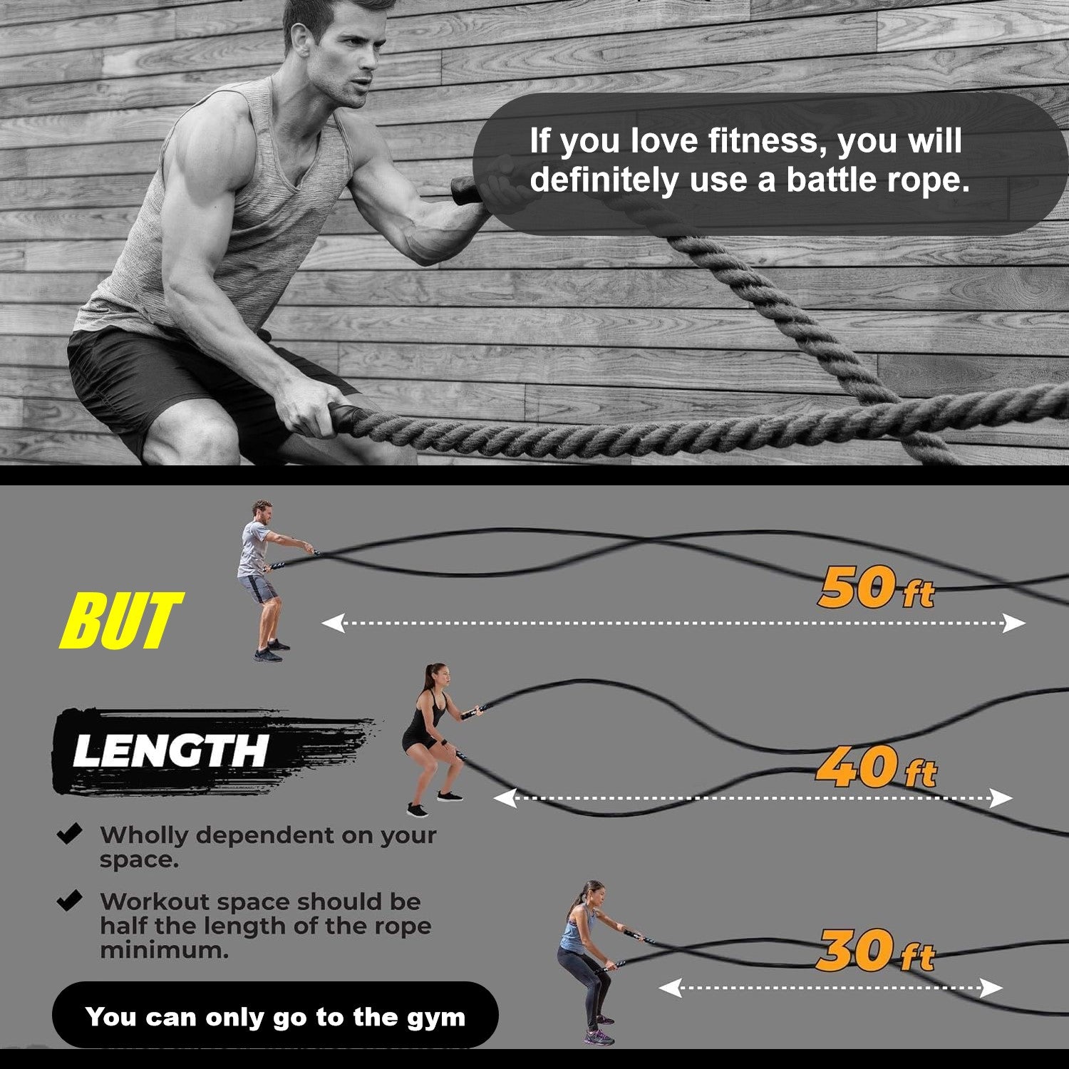Ropeless Battle Rope Home GymEquipment With Integrated Non-Slip Handles Rubber-Coated Springs For Unisex Indoor Outdoor Training HIlTWorkouts Low-Impact Cardio Training