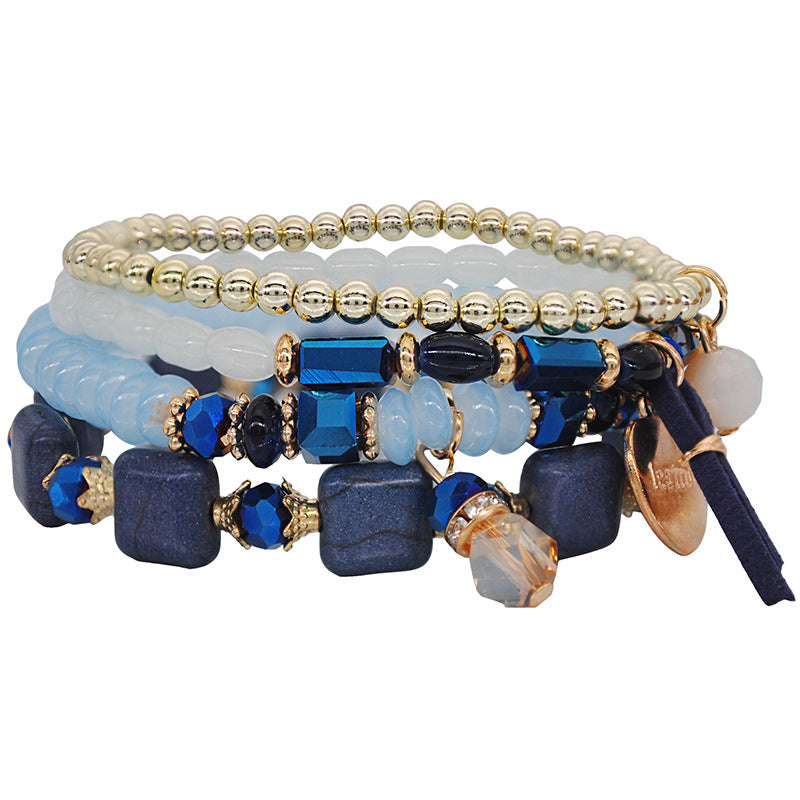 Kristallarmband Damen Mehrlagiges elastisches Seilarmband Schmuck