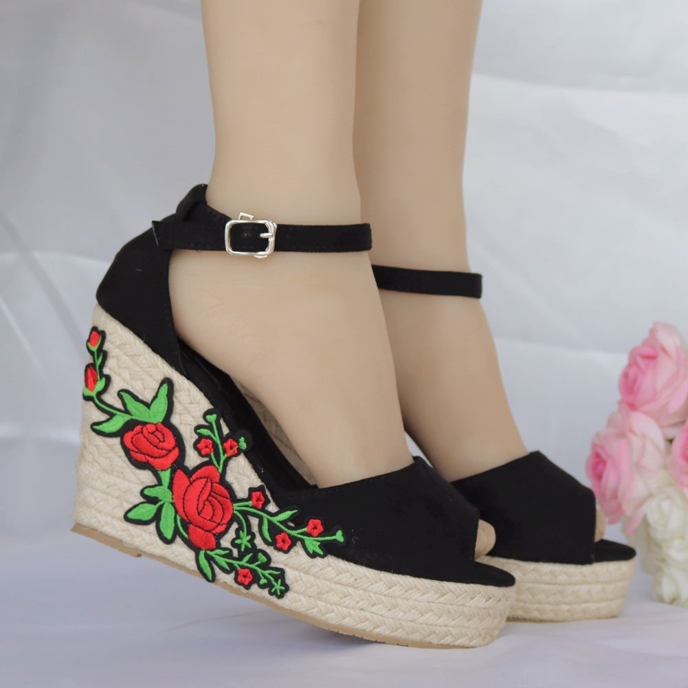Sandales Compensées Femme Été Mode Tendance Bout Ouvert Talon Aiguille Boucle Travail Loisirs Sandales pour Dames