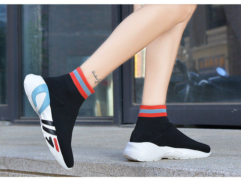 High-Top Damen Casual Slipper Flach Camouflage Koreanischer Stil Atmungsaktive Sneaker-Socken