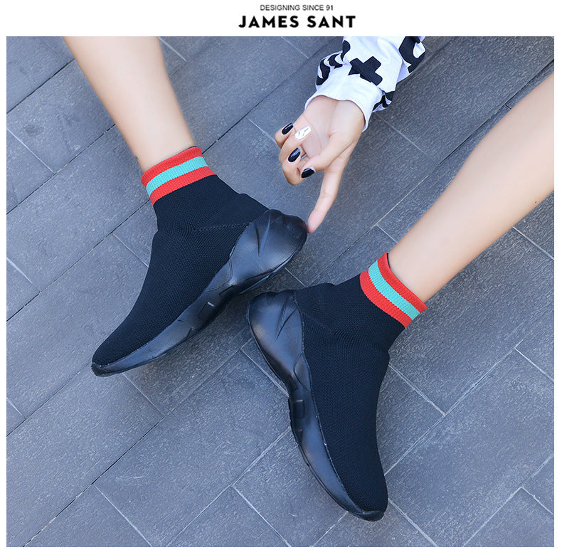 High-Top Damen Casual Slipper Flach Camouflage Koreanischer Stil Atmungsaktive Sneaker-Socken