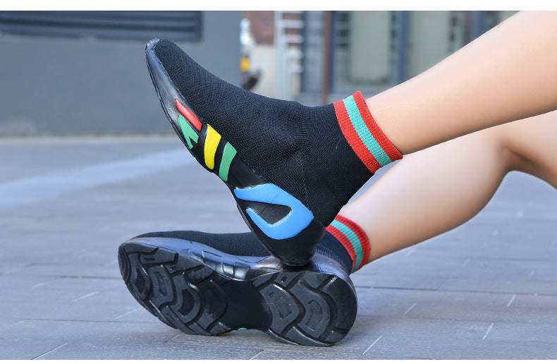 High-Top Damen Casual Slipper Flach Camouflage Koreanischer Stil Atmungsaktive Sneaker-Socken