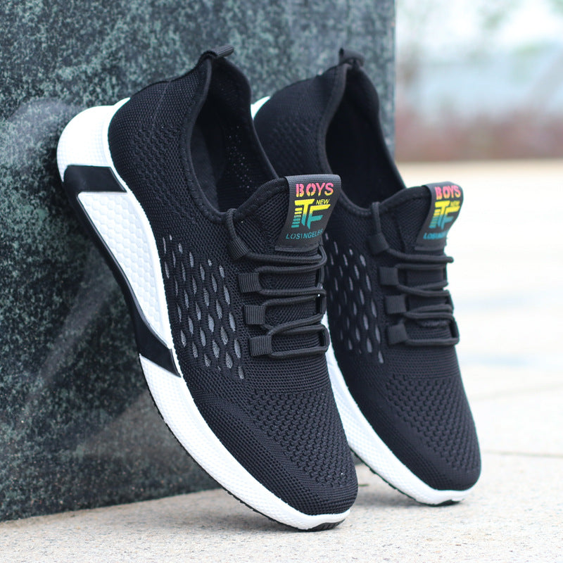 Nouvelles Chaussures de Sport Homme Respirantes Décontractées en Mesh Confort Rehaussant Lacets Antidérapantes Low-Top Chaussures de Course