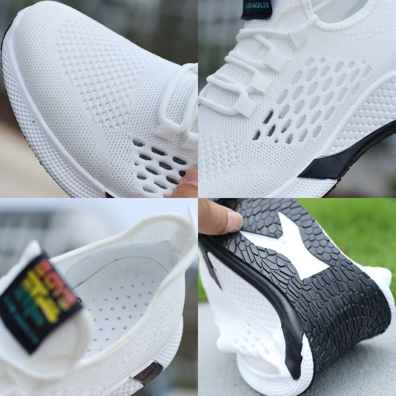 Nouvelles Chaussures de Sport Homme Respirantes Décontractées en Mesh Confort Rehaussant Lacets Antidérapantes Low-Top Chaussures de Course