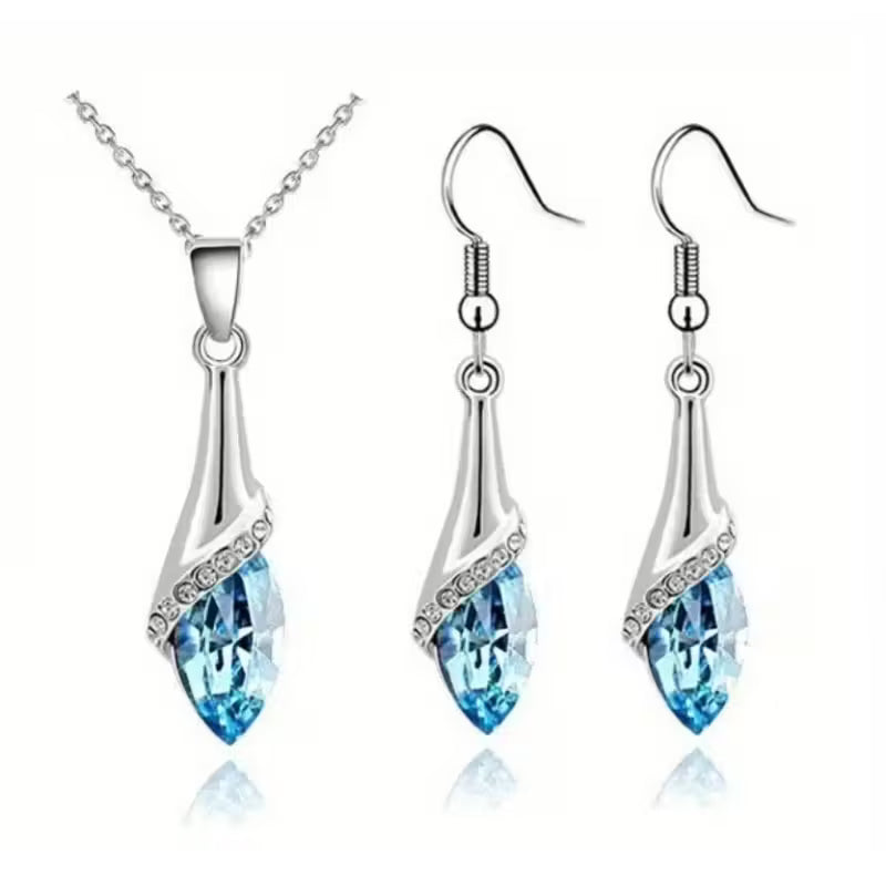 Melek su gözü kolye küpe takı seti