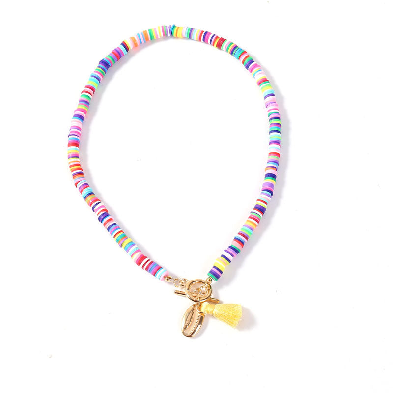Collier Femme Bohème Coquillage Pompon Sauvage Doux