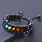 Three-row volcanic stone bracelet