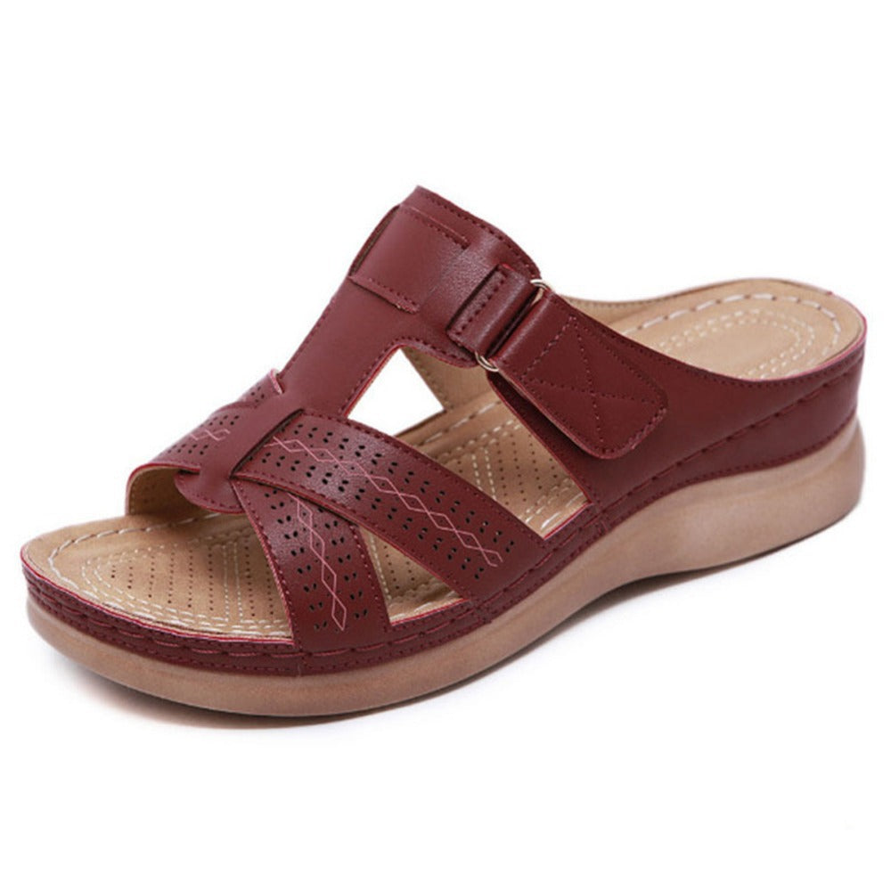 Vintage Keilabsatz Plateau Slip-On Damensandalen