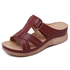 Vintage Keilabsatz Plateau Slip-On Damensandalen