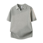 Slim-fit Lapel Solid-color Casual Thin Half-sleeve Mens