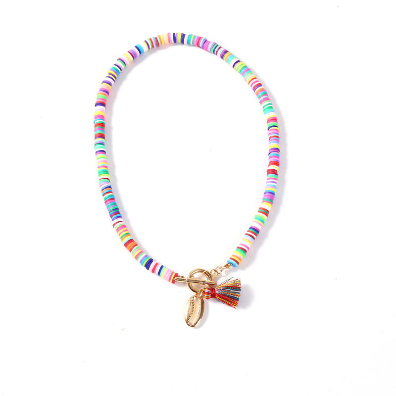 Collier Femme Bohème Coquillage Pompon Sauvage Doux