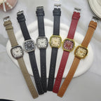 Retro Römische Ziffern Zifferblatt Lederarmband Uhr - Damen
