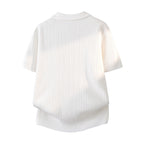 Slim-fit Lapel Solid-color Casual Thin Half-sleeve Mens
