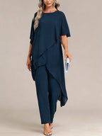 Women's Off-shoulder Irregular Top And Pants Two-piece Set