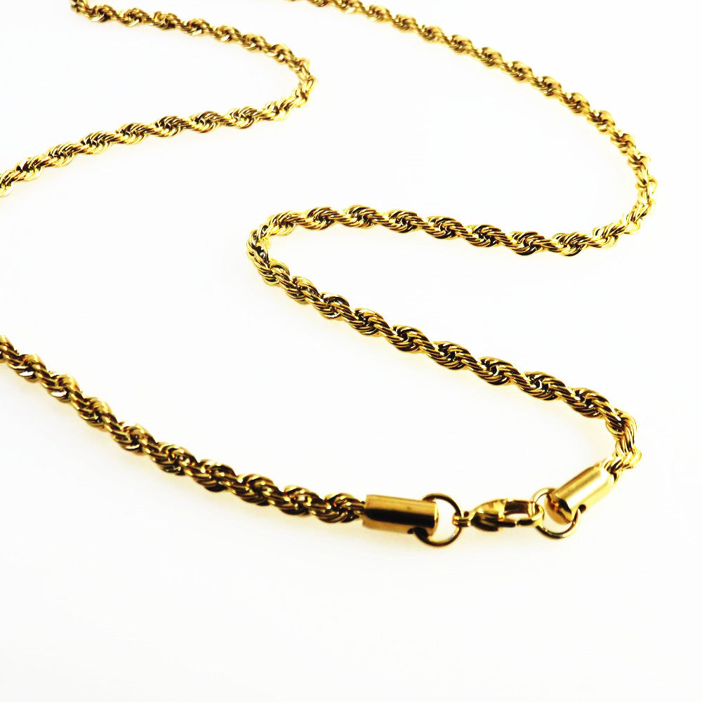 Collier tressé en acier inoxydable avec revêtement sous vide, style hip-hop
