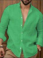 Long Sleeve Shirt Plain Lapel Casual Daily