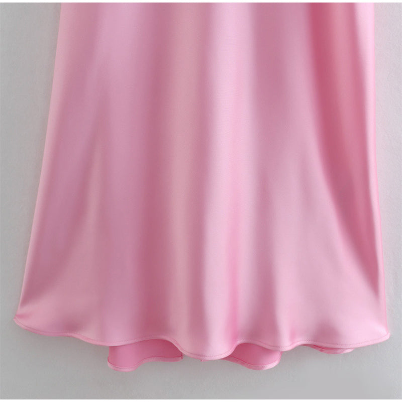 Dames Cami Robe Longue en Satin Élégant Sans Manches Robe de Vacances Sexy Décontractée Dos Nu Robes d'été