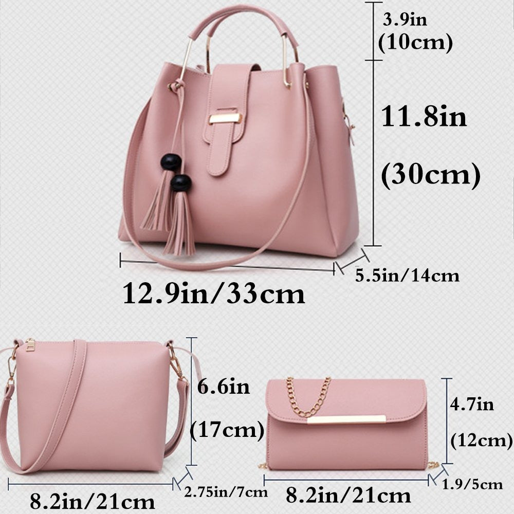 Sac à main et sac à main pour femme, lot de 3, sac à bandoulière, fourre-tout, pochette, sac à anse, sac à bandoulière