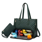 Modische Lunchtasche für Damen, wärmeisolierte Brotdose, auslaufsichere Umhängetasche für Laptop-Aufbewahrung, gesteppte Handtasche mit großer Kapazität und Geldbörse