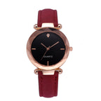 Modische Paare Wassertropfen-geschliffene Diamant-mattierte Lederarmband Quarz Rhombus Uhr für Damen