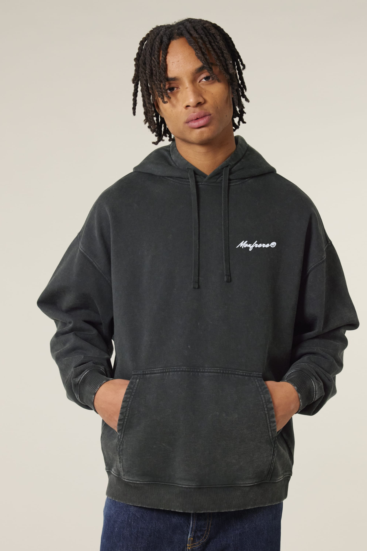 White Label Stick Oversize Garment-Dyed-Hoodie