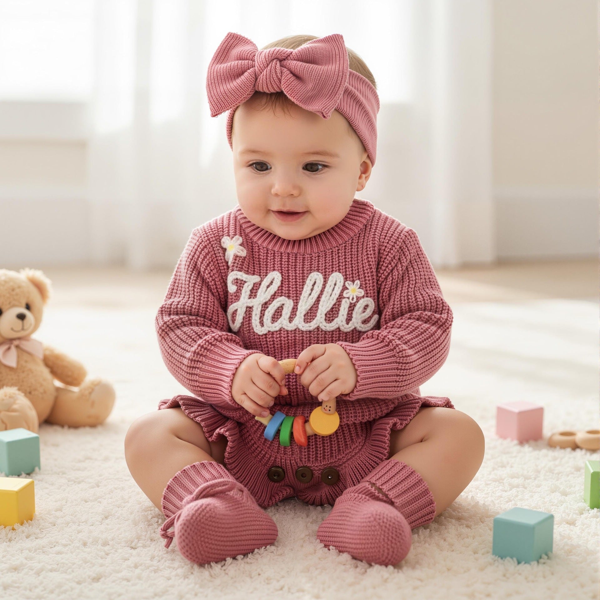 Embroidered Custom Letter Baby Jumpsuit