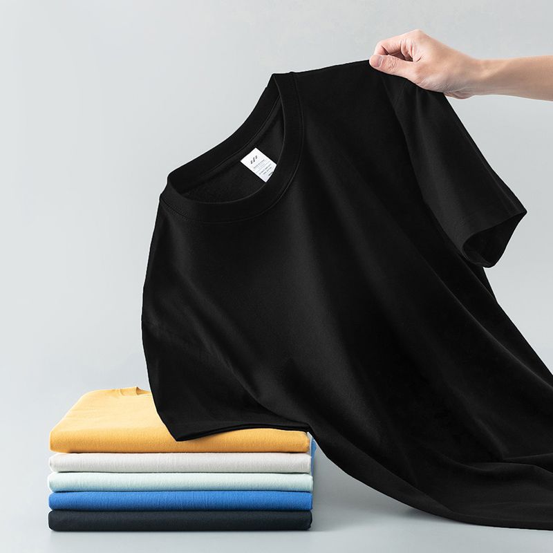 Débardeur à col rond et à manches courtes en coton pur pour hommes et femmes, t-shirt d'été de couleur unie