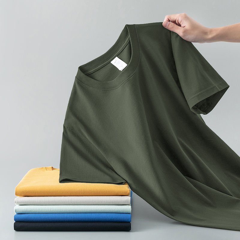 Débardeur à col rond et à manches courtes en coton pur pour hommes et femmes, t-shirt d'été de couleur unie