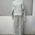 Women's Sports Suits Zipper Jacket And Wide Leg Pants Two-piece Set