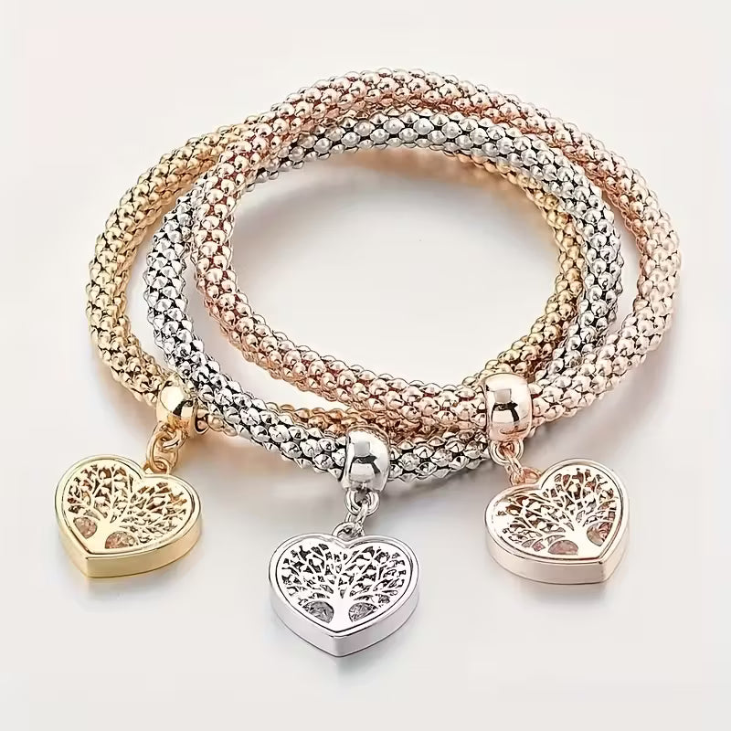 3 Boho-Chic-Armbänder mit Lebensbaum-Motiv – Vintage-Stil, Zinklegierung, zart