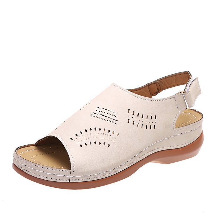 Chaussures de loisirs vintage à boucle évidée, bout ouvert et bouche de poisson